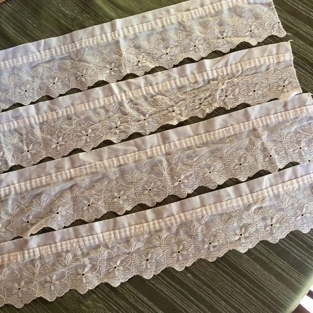 4 ivory cutout embroidered curtain tie backs